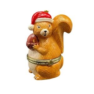 Christmas Squirrel with Acorn Trinket Box Ornament